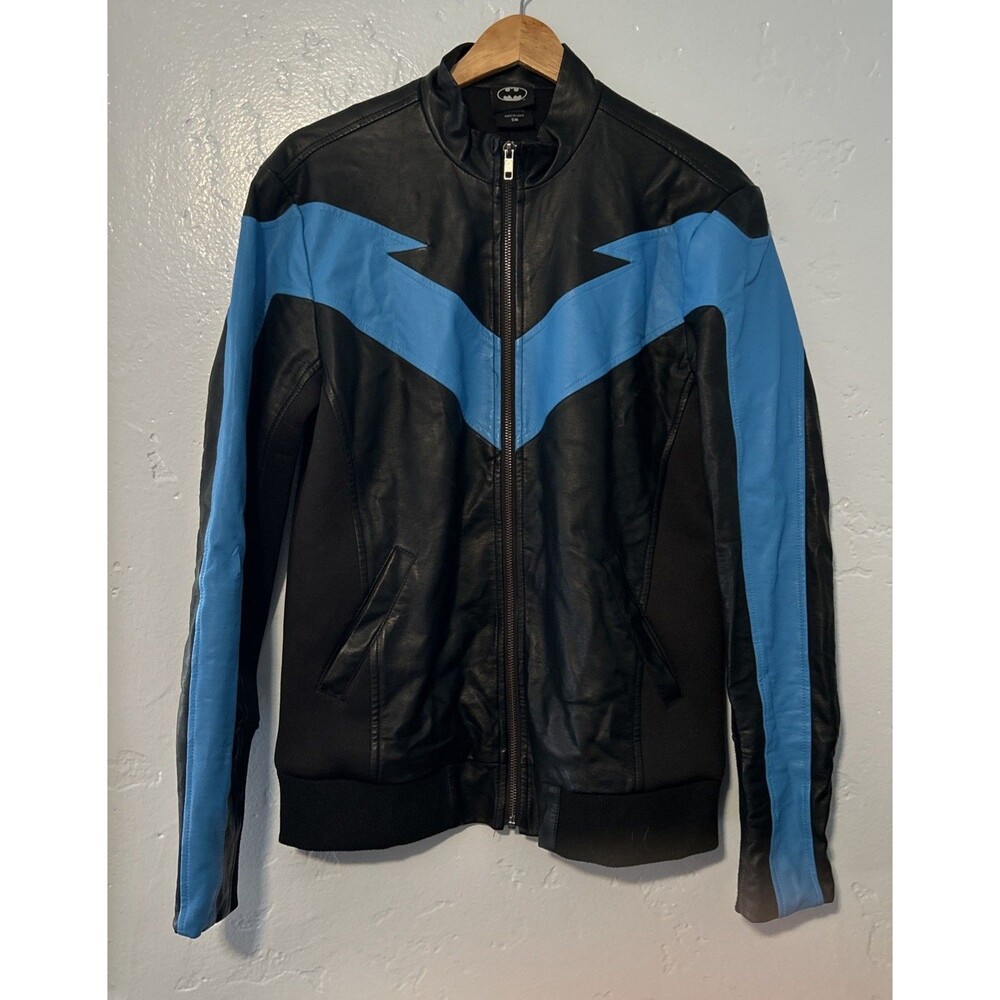 Mens Faux Leather Nightwing Dick Grayson Cosplay Outfit Jacket Batman DC Comic